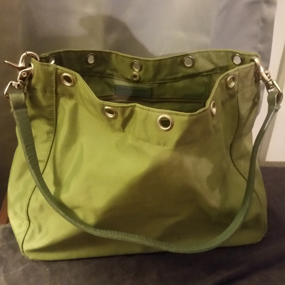 Banana Republic Nylon/Leather Green Purse Medium